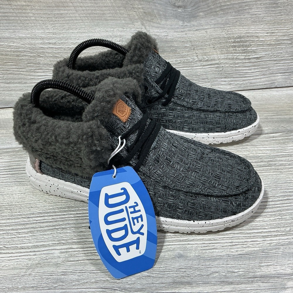 Hey Dude Wendy Fold Stitch Cozy Black Gray Shoes Shoes 40211-011 Womens Size 7
